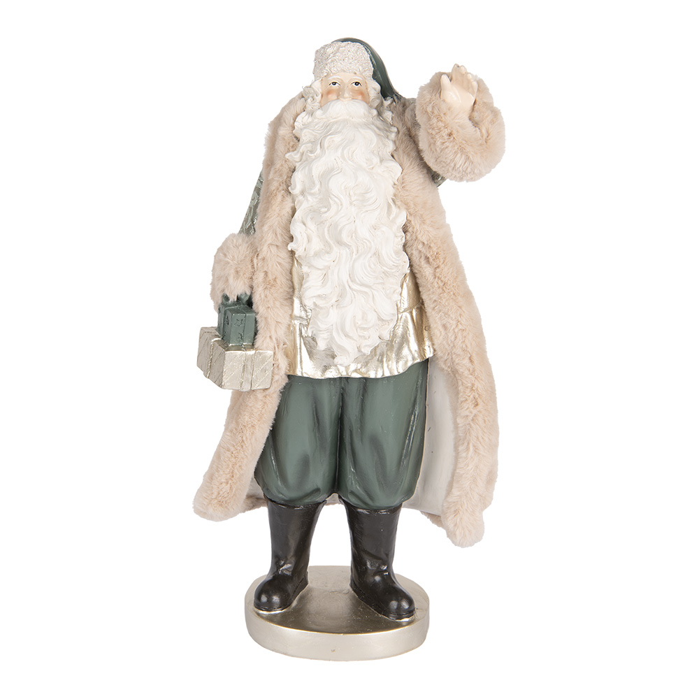 [6PR5526] Decorazione Natalizie Babbo Natale Beige Verde 20x15x42 cm