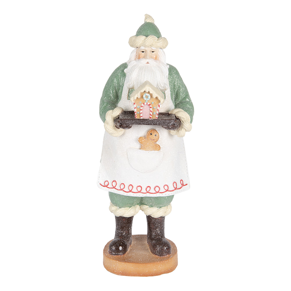 [6PR5528] Décoration de Noël père Noël Vert Blanc 11x11x30 cm