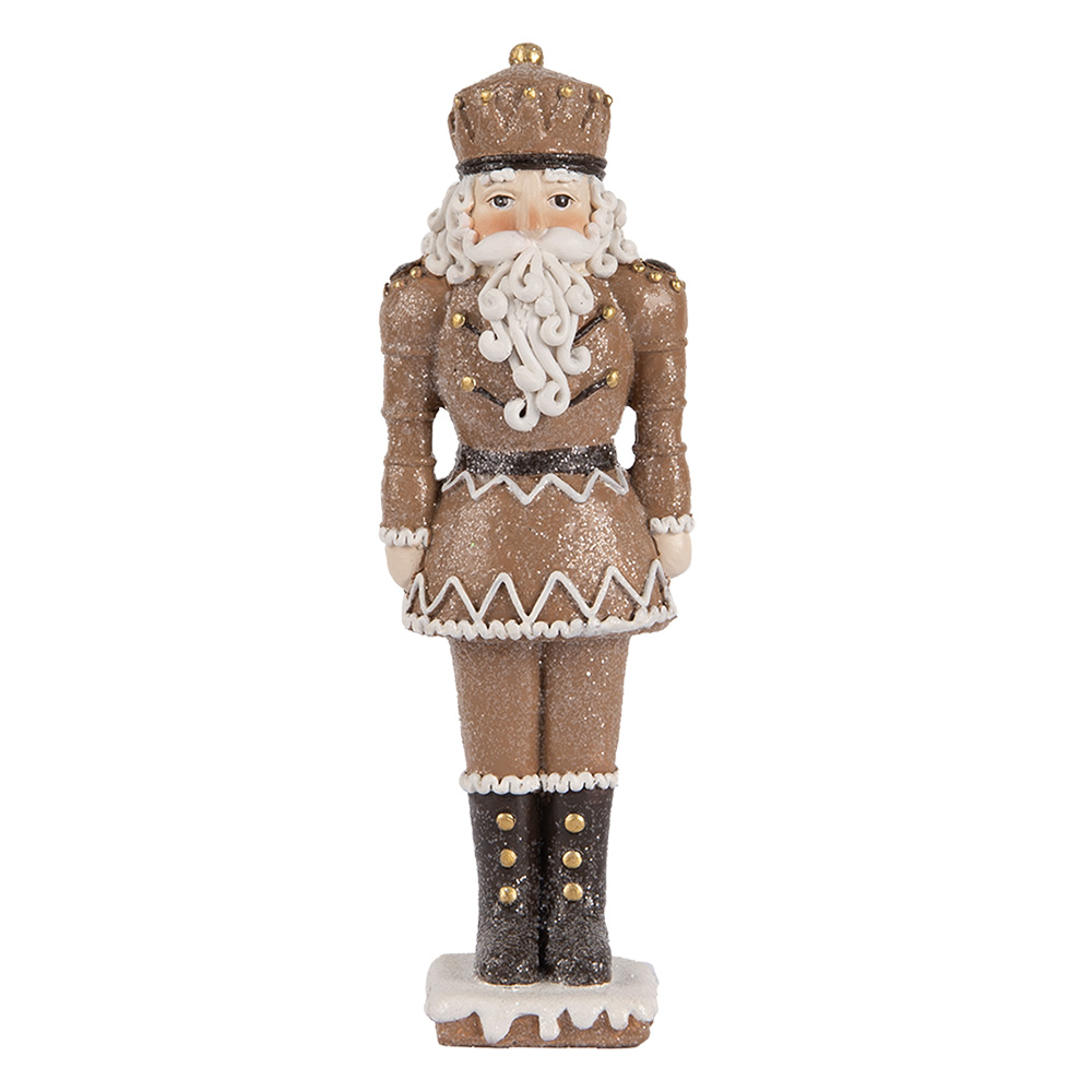 [6PR5532] Weihnachtsdeko Nussknacker Braun Weiß 6x5x18 cm