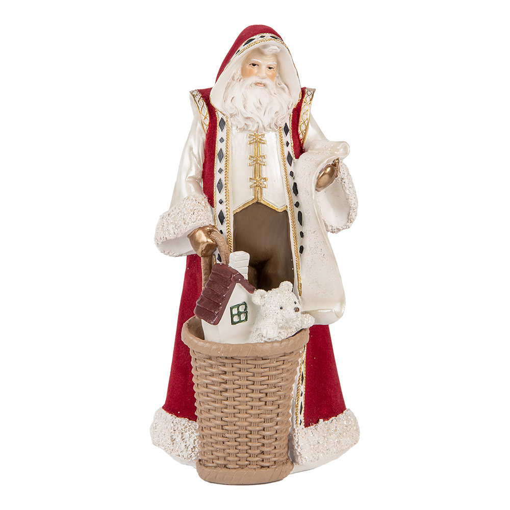 [6PR5536] Weihnachtsdeko Weihnachtsmann Beige Rot 15x14x29 cm