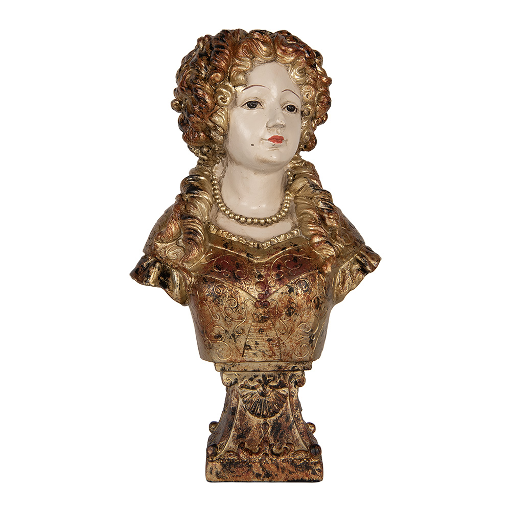[6PR5563] Décoration Buste Femme Beige Marron 18x12x30 cm