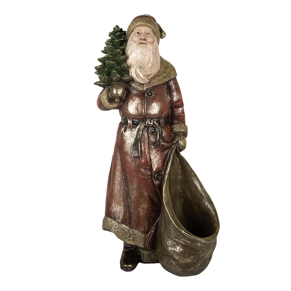 [6PR5590] Weihnachtsdeko Weihnachtsmann Rot Goldfarbig 24x17x47 cm