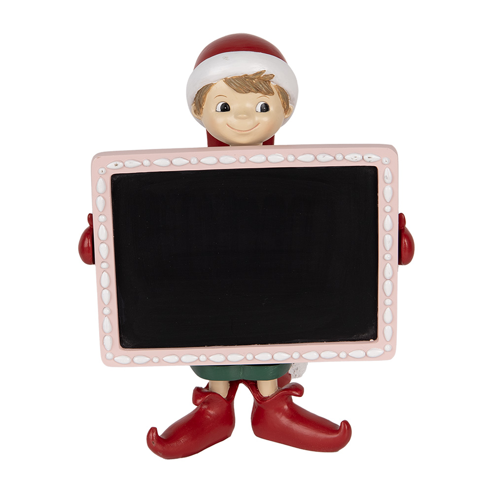 Decoratie elf met krijtbord 18x15x23 cm