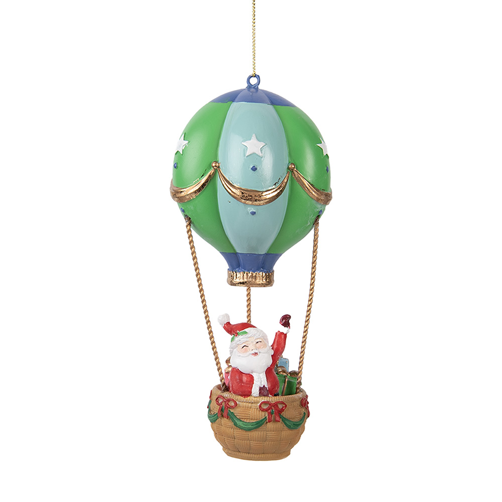 Decoratie hanger kerstman in luchtballon Ø 8x18 cm