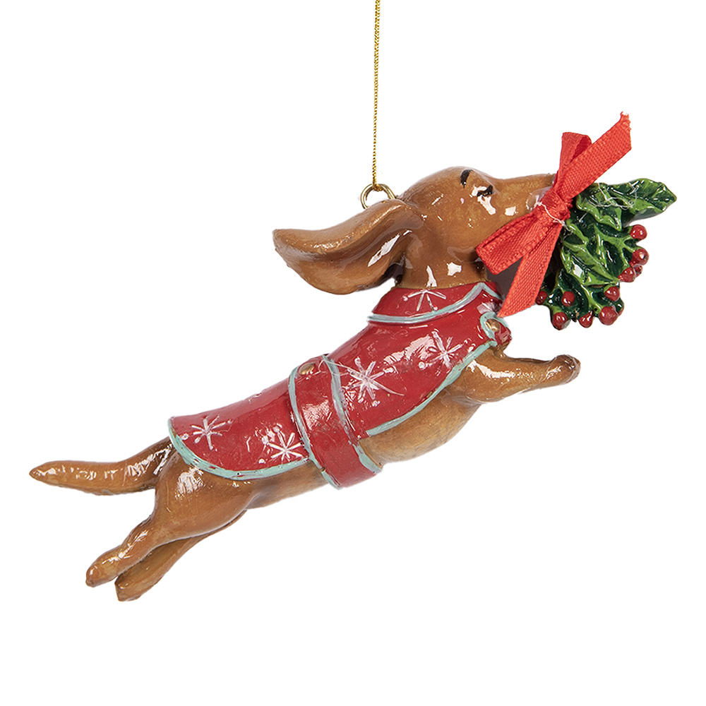 [6PR5632] Decoratie hanger hond 12x2x4 cm