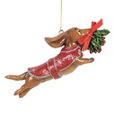 Dekoration Anhänger Hund Braun Rot 12x2x4 cm