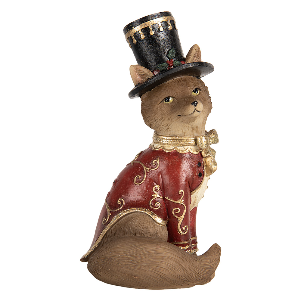 [6PR5637] Décoration Renard Marron Rouge 9x8x17 cm
