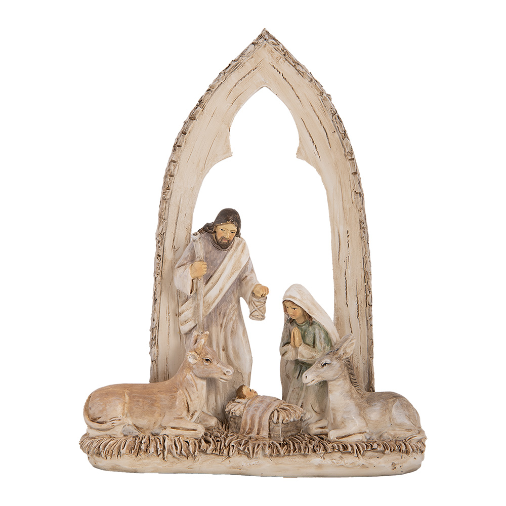 [6PR5645] Weihnachtsdeko Weihnachtsgruppe Beige Braun 18x7x22 cm