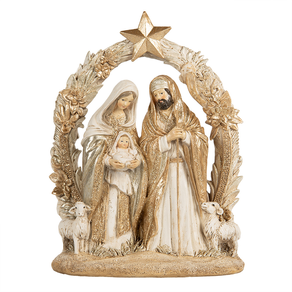 [6PR5646] Weihnachtsdeko Weihnachtsgruppe Beige Goldfarbig 19x7x24 cm