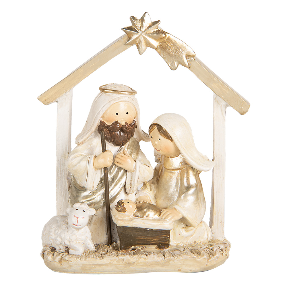 [6PR5648] Decorazione Natalizie Figure del presepe di Natale Beige Color oro 10x5x12 cm