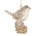 Deko Anhänger Vogel Beige Goldfarbig 6x3x6 cm