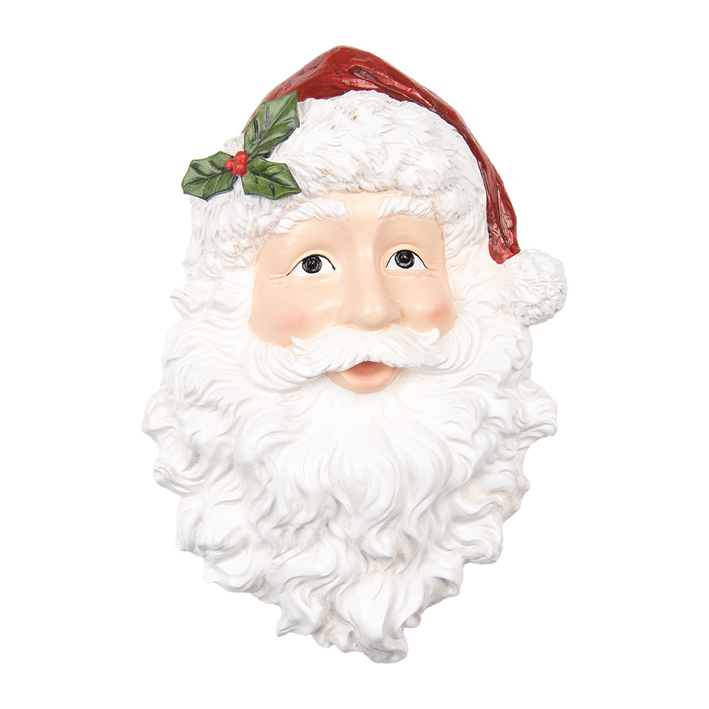[6PR5690] Wanddeko Weihnachtsmann Weiß Rot 32x9x45 cm