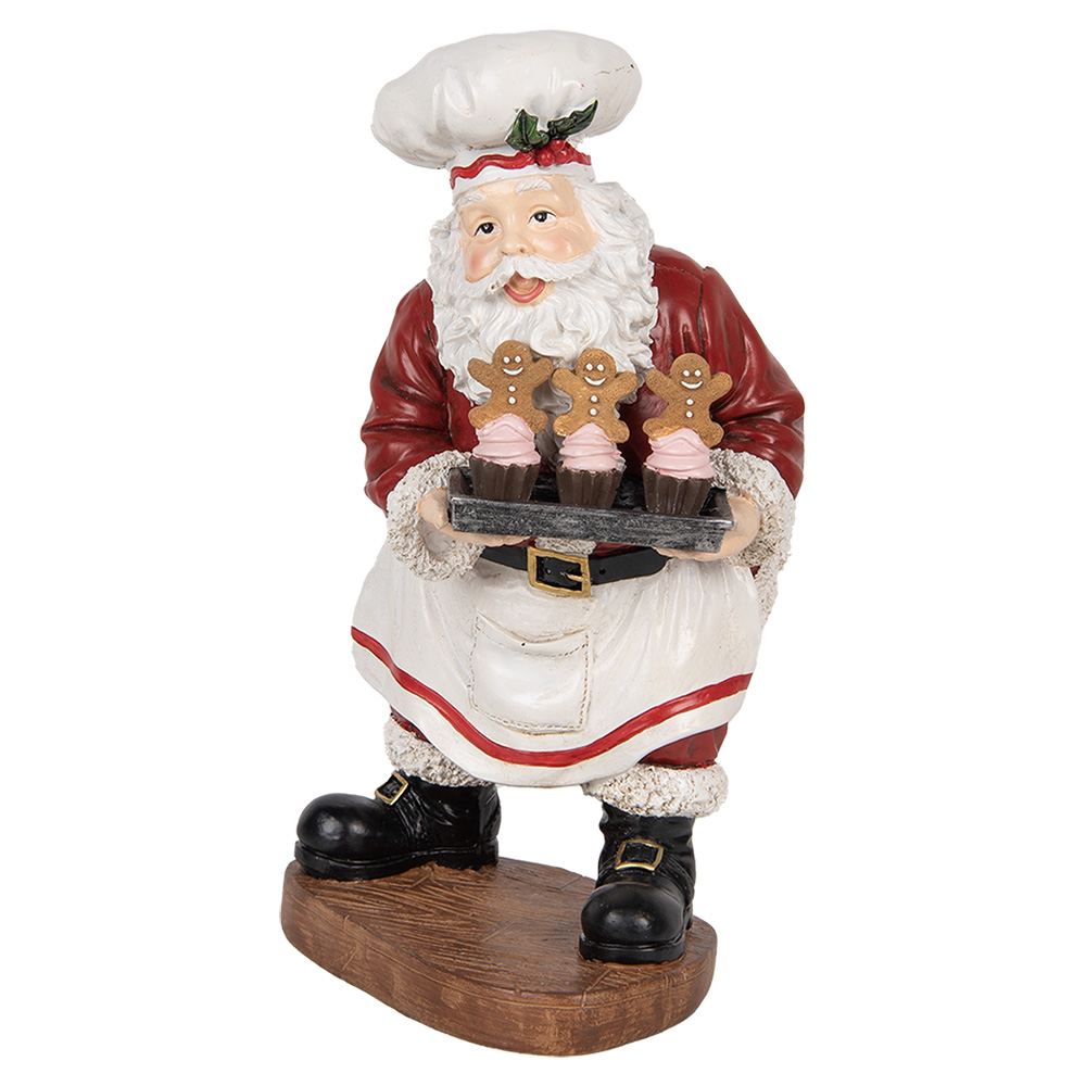 [6PR5695] Weihnachtsdeko Weihnachtsmann Rot Weiß 17x16x28 cm