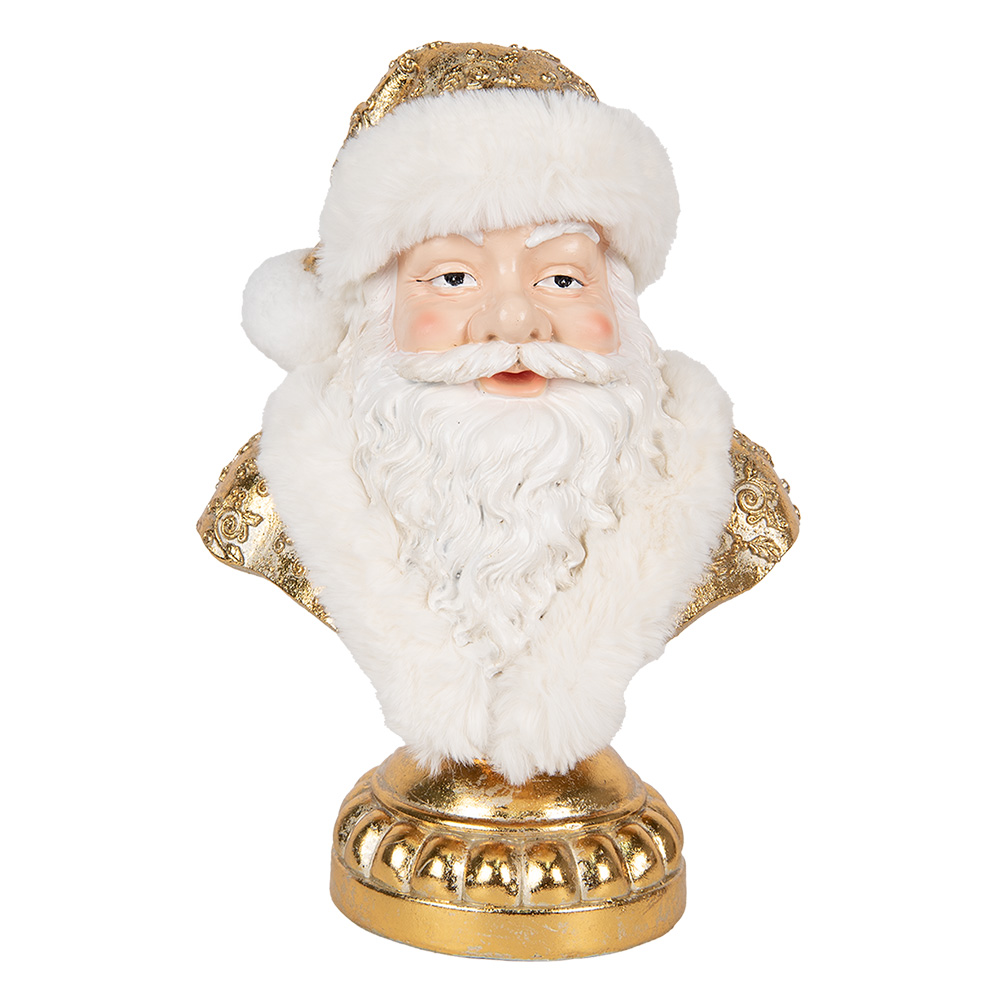 [6PR5699] Weihnachtsdeko Weihnachtsmann Weiß Goldfarbig 23x15x32 cm