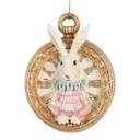 Ciondolo Decorativo Bianco Coniglio Oro 6x3x7 cm