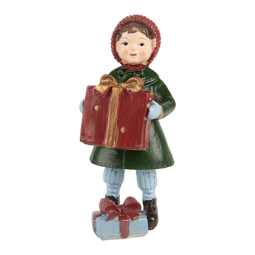 [6PR5722] Decoratie kind met cadeau 5x5x12 cm