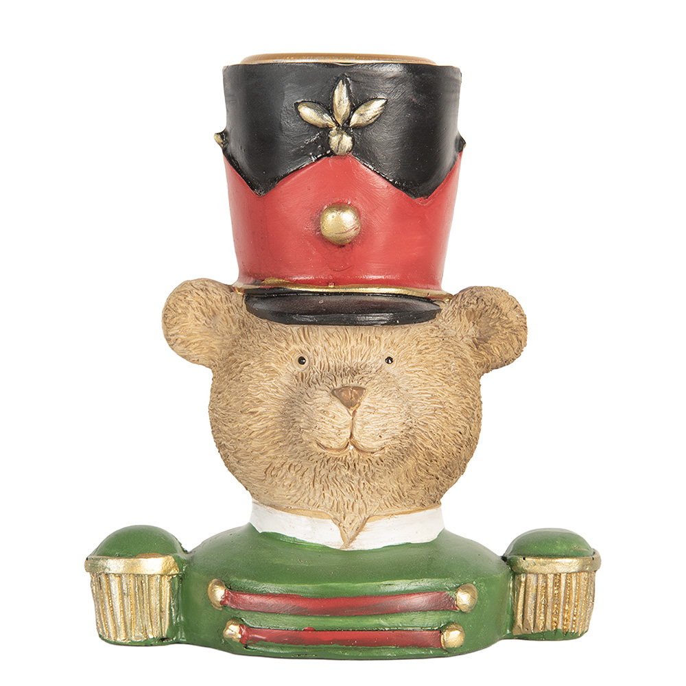 [6PR5753] Bougeoir Ours Marron Vert 9x6x10 cm