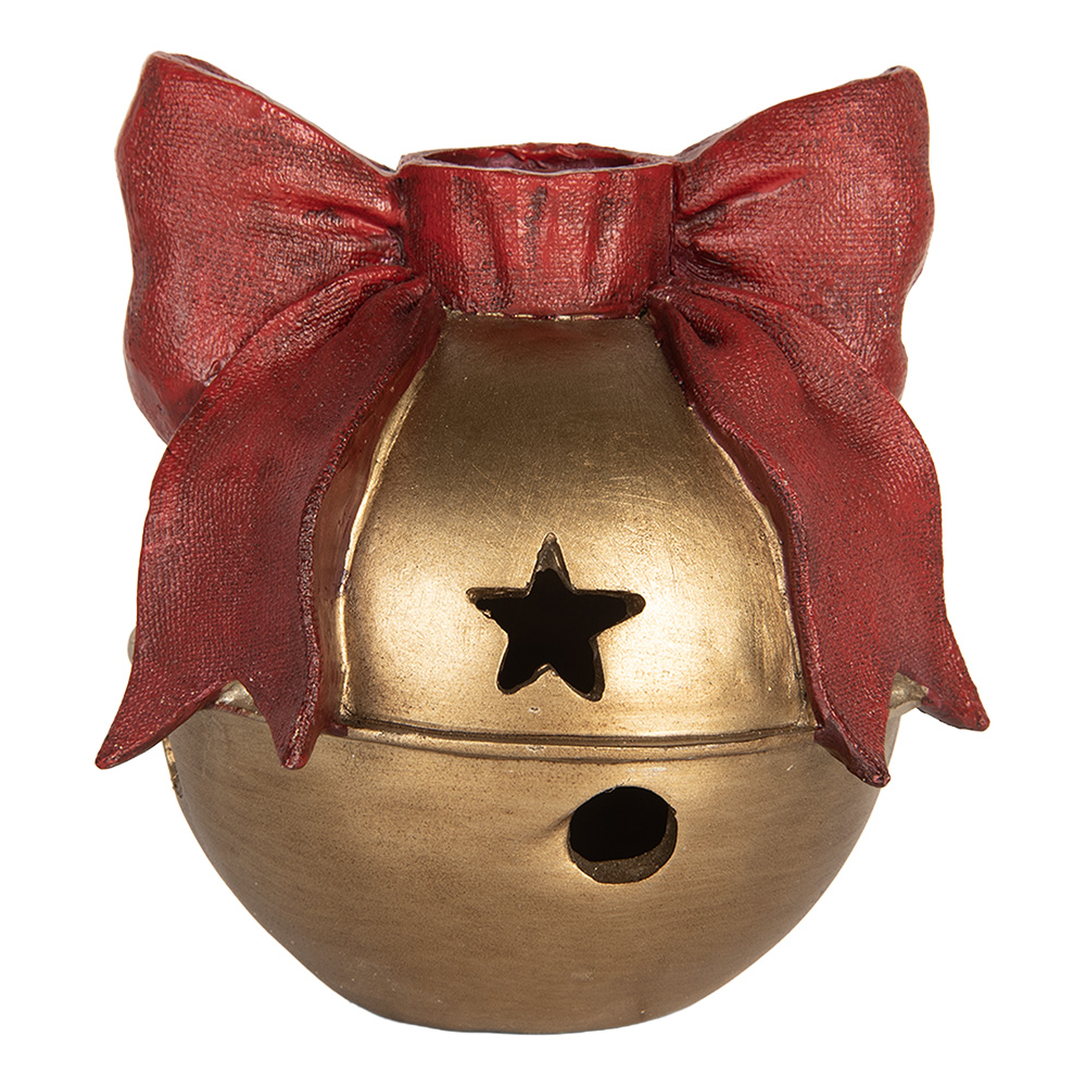 [6PR5767] Bougeoir Couleur or Rouge 13x12x13 cm