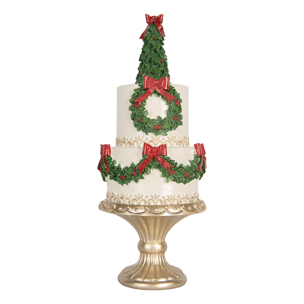 [6PR5770] Dekoration Torte Weiß Grün Ø 17x42 cm