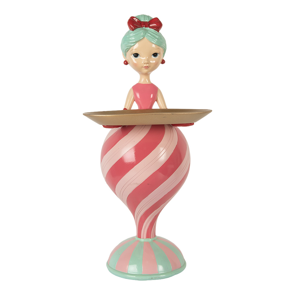 [6PR5796] Decoration Child with bowl Pink Green 22x20x46 cm