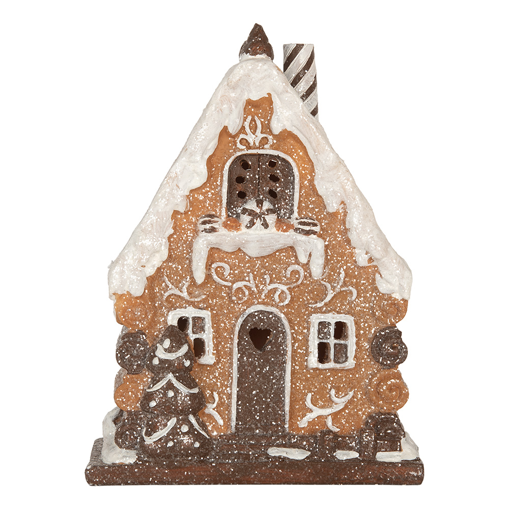 [6PR5823] Décoration Maison avec LED Marron Blanc 15x8x19 cm
