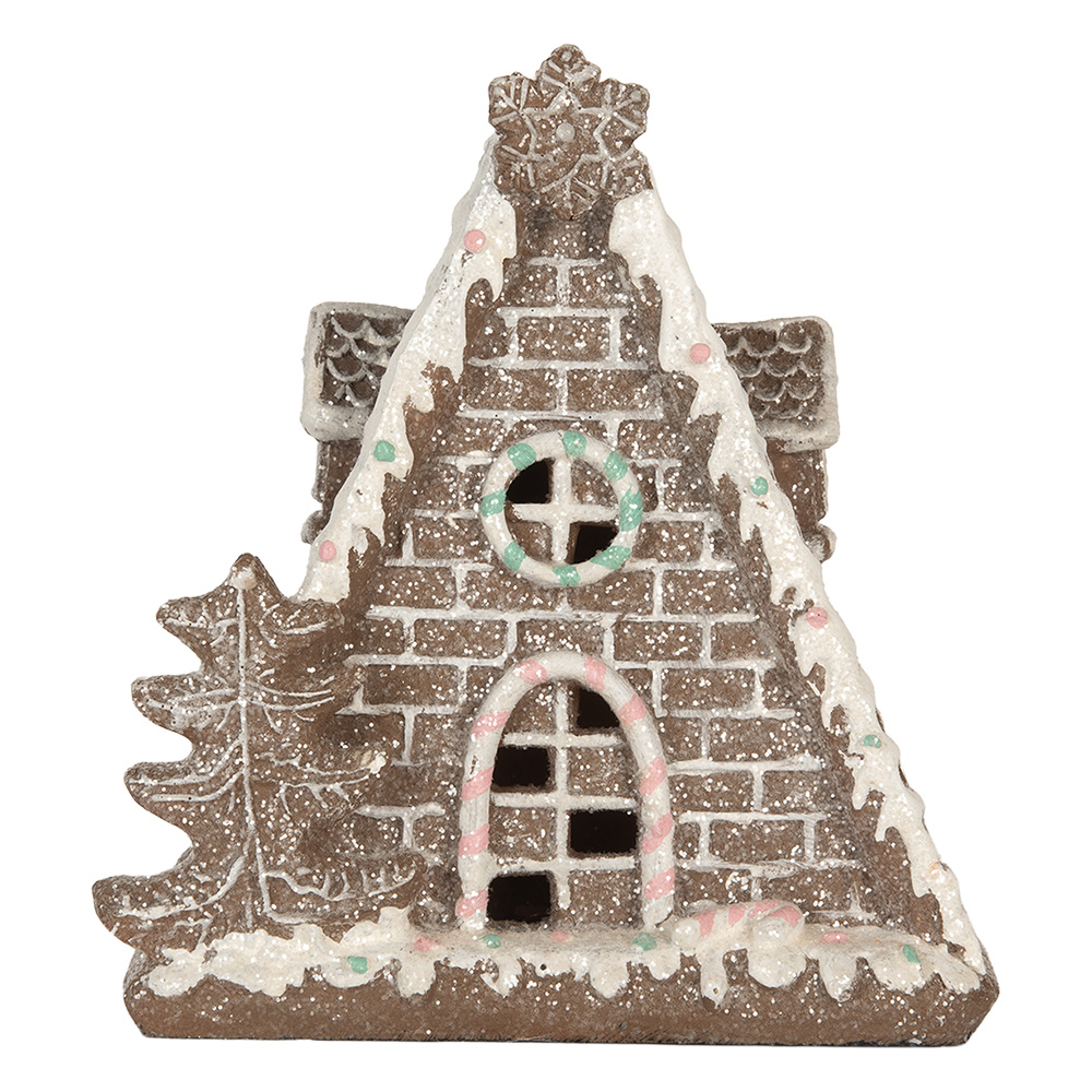 [6PR5824] Décoration Maison avec LED Marron Blanc 17x10x18 cm