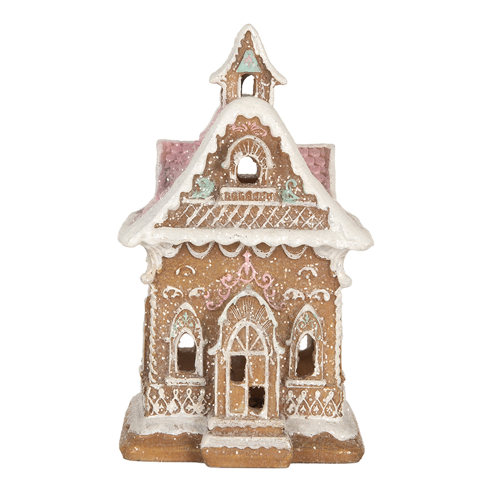 [6PR5843] Decorazione Casa con LED Marrone Rosa 9x10x15 cm