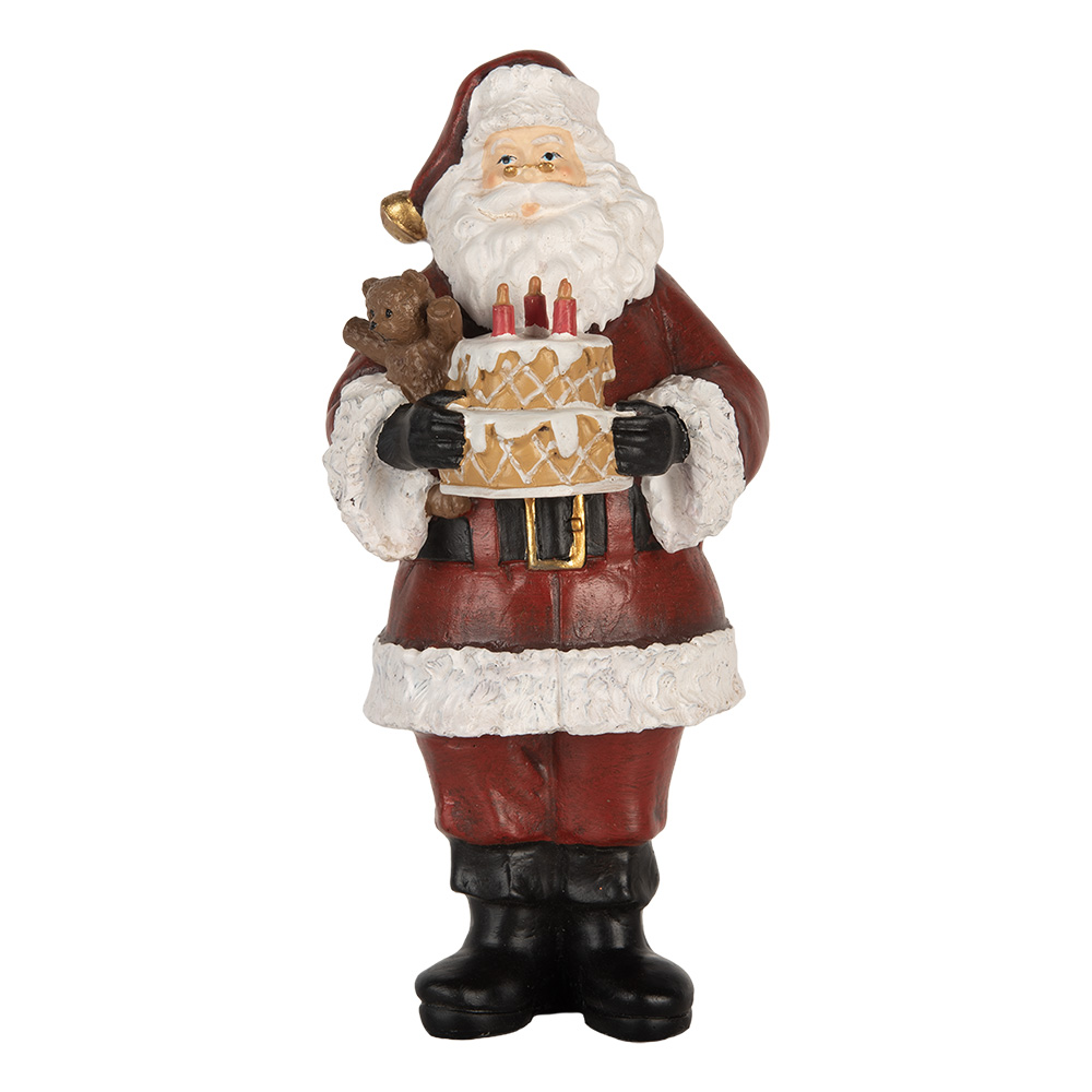 Decoratie kerstman met taart 10x10x21 cm