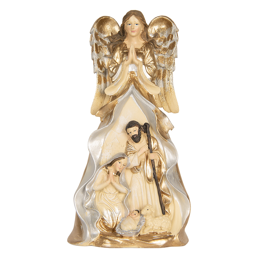 [6PR5897] Decorazione Natalizie Figure del presepe di Natale Beige Bianco 16x13x31 cm