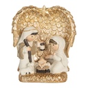 Weihnachtsdeko Weihnachtsgruppe Goldfarbig Weiß 12x6x13 cm