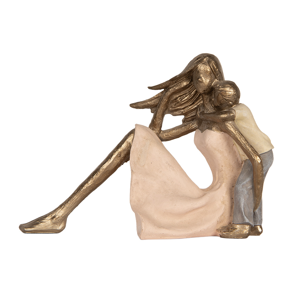 [6PR5900] Dekoration Mutter mit Kind Goldfarbige Rosa 23x9x16 cm
