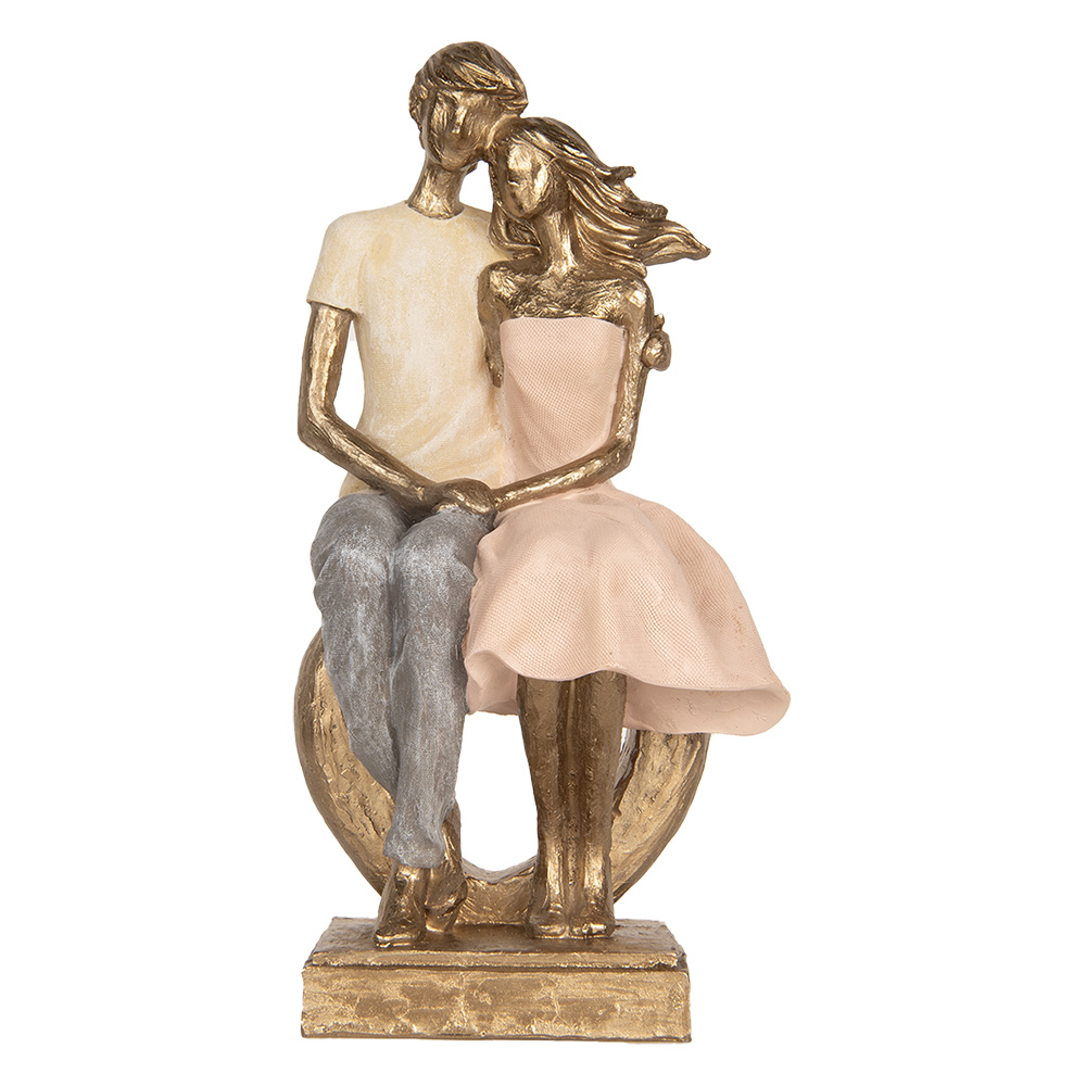 Decoratie zittend koppel 14x12x28 cm