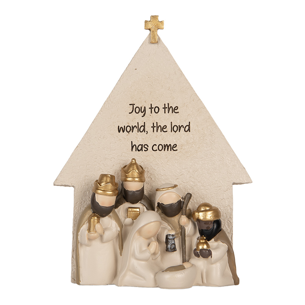 [6PR5904] Weihnachtsdeko Weihnachtsgruppe Beige Goldfarbig 16x6x21 cm