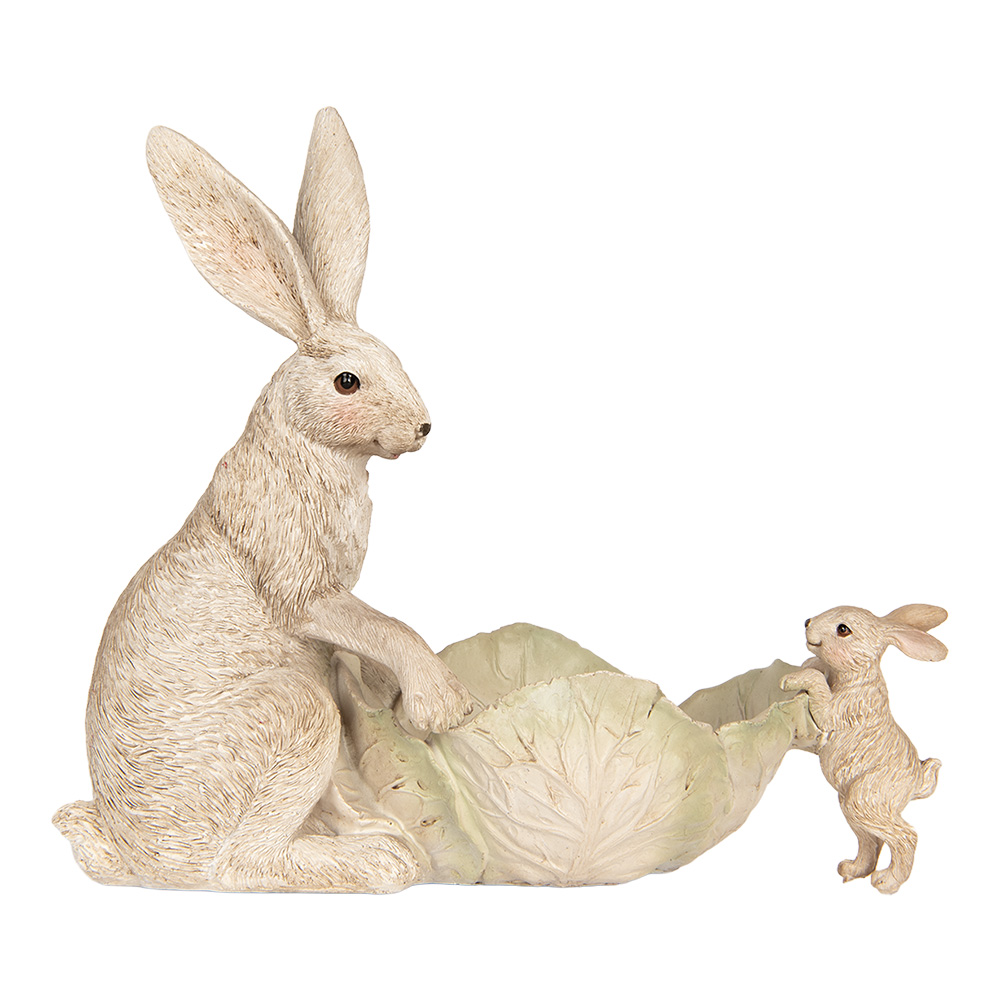 Decoratie konijnen met schaal 29x14x26 cm