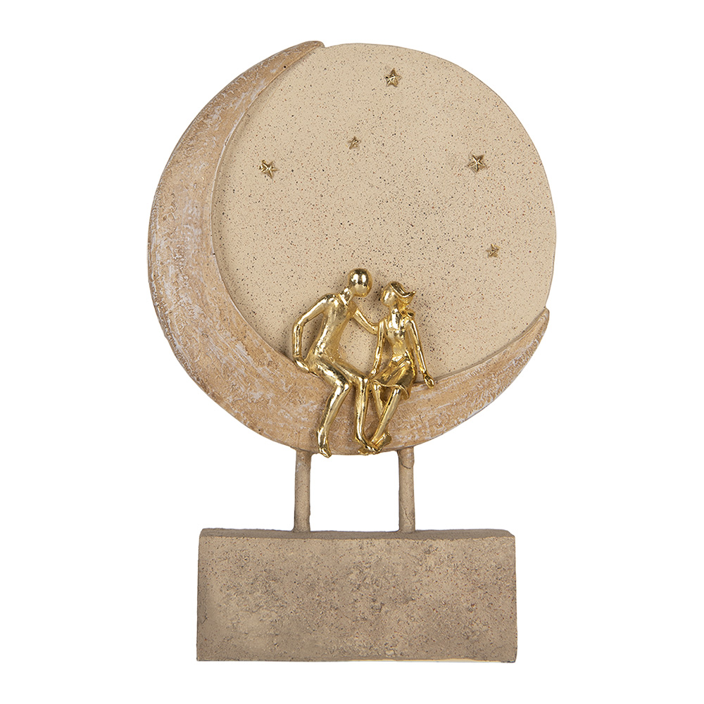 [6PR5909] Decoratie koppel zittend op maan 18x5x26 cm