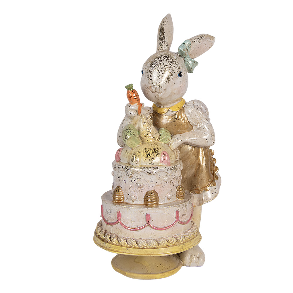 Decoratie konijn met taart 20x15x36 cm
