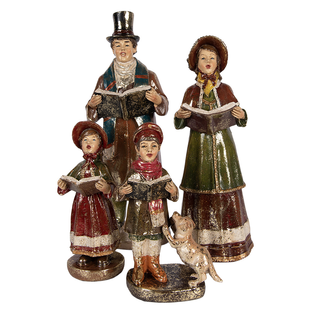 [6PR6055] Decorazione Coro di Natale Rosso Verde (4) 3x13x34/11x12x31/13x8x21/8x8x20 cm