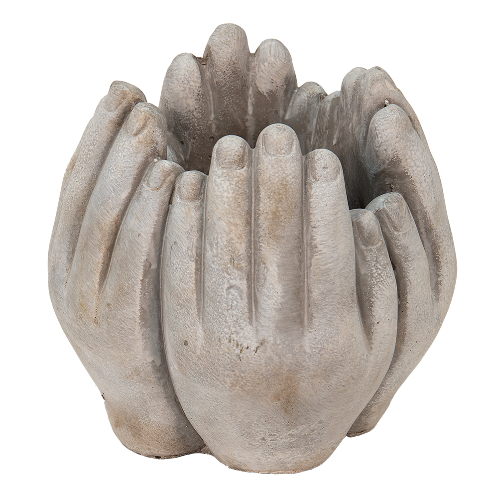 [6TE0423S] Vaso Porta Pianta Beige, Grigio 15x15x17 cm