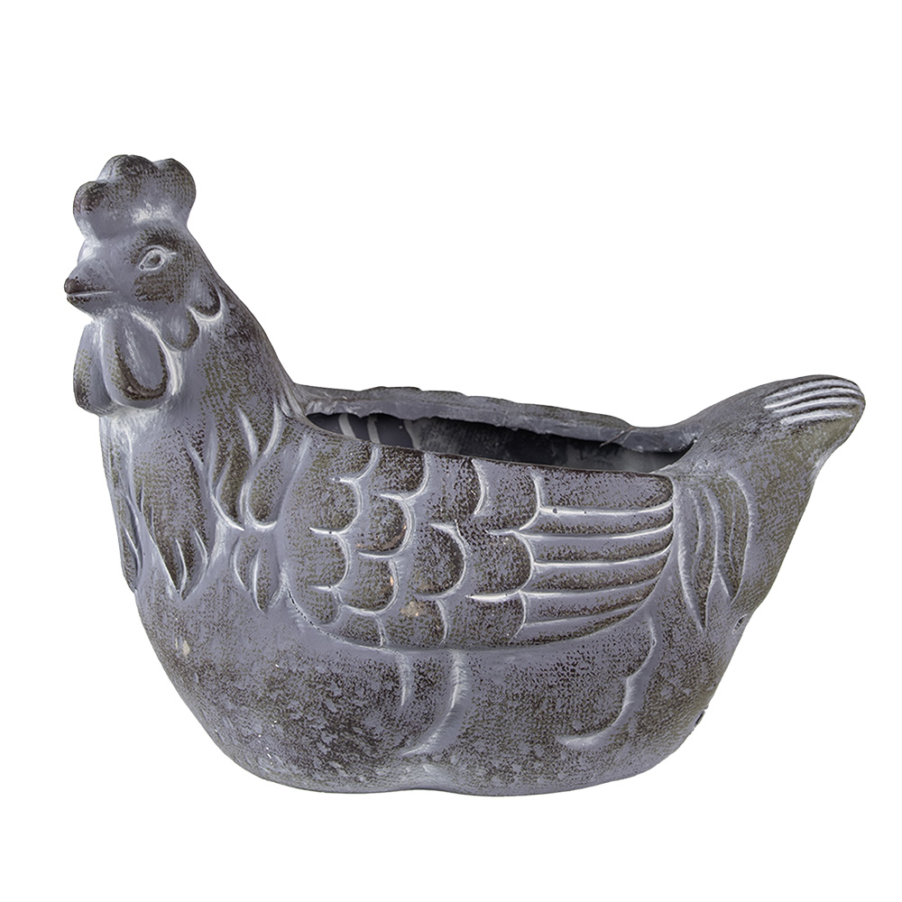 [6TE0488] Blumentopf für Innen Hunh Grau 29x17x23 cm