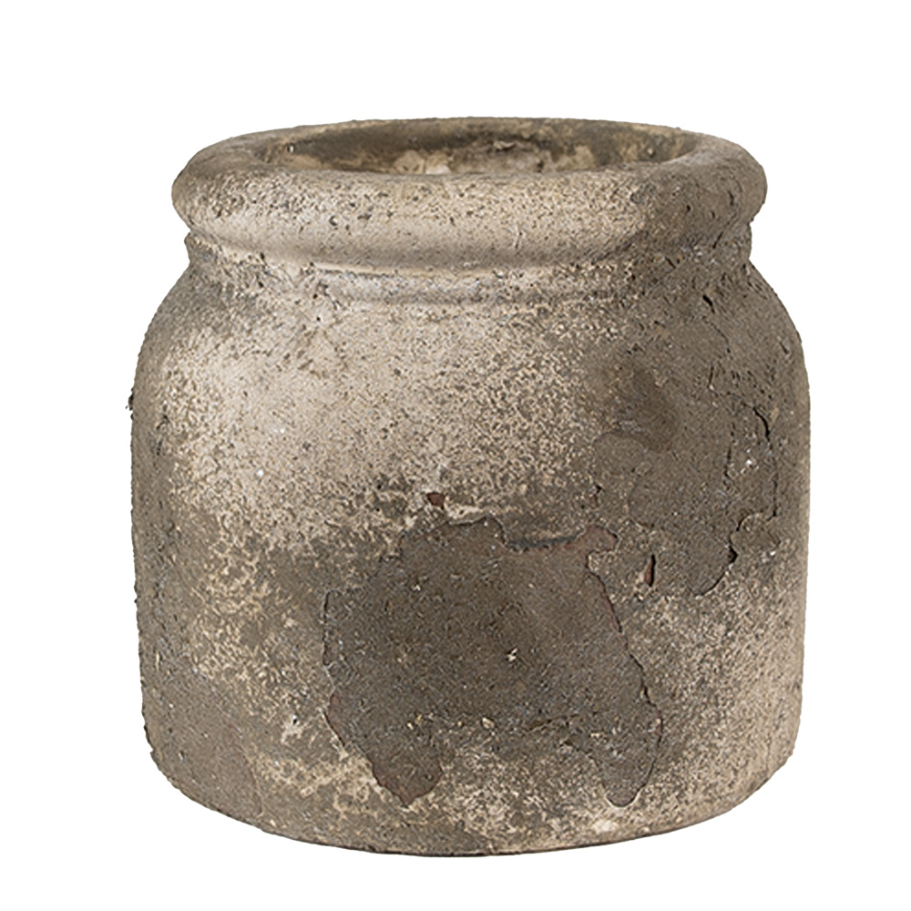 [6TE0517] Vaso Porta Pianta Grigio Beige Ø 17x16 cm