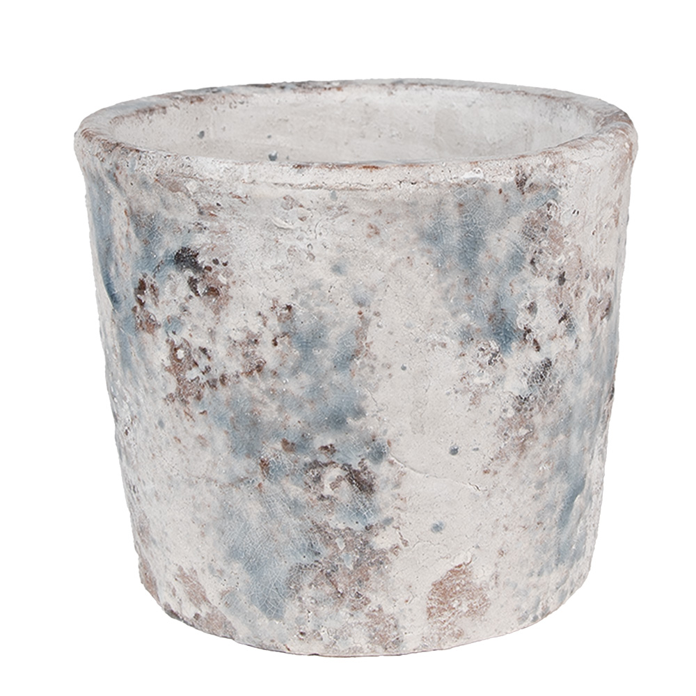 [6TE0520L] Blumentopf für Innen Weiß Blau Ø 18x15 cm