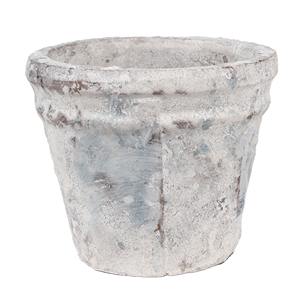 [6TE0520S] Vaso Porta Pianta Bianco Blu Ø 10x8 cm