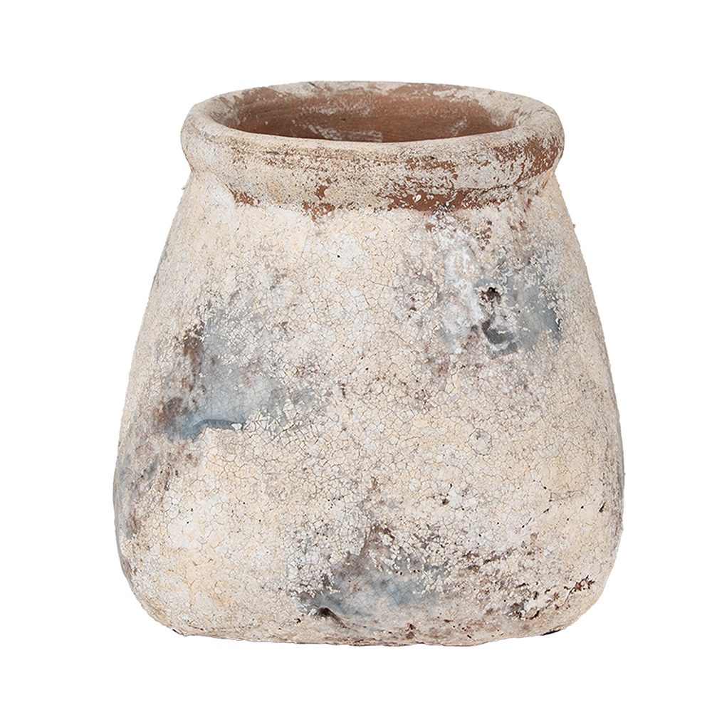[6TE0532L] Pot de fleurs d`intérieur Beige Gris 18x18x17 cm