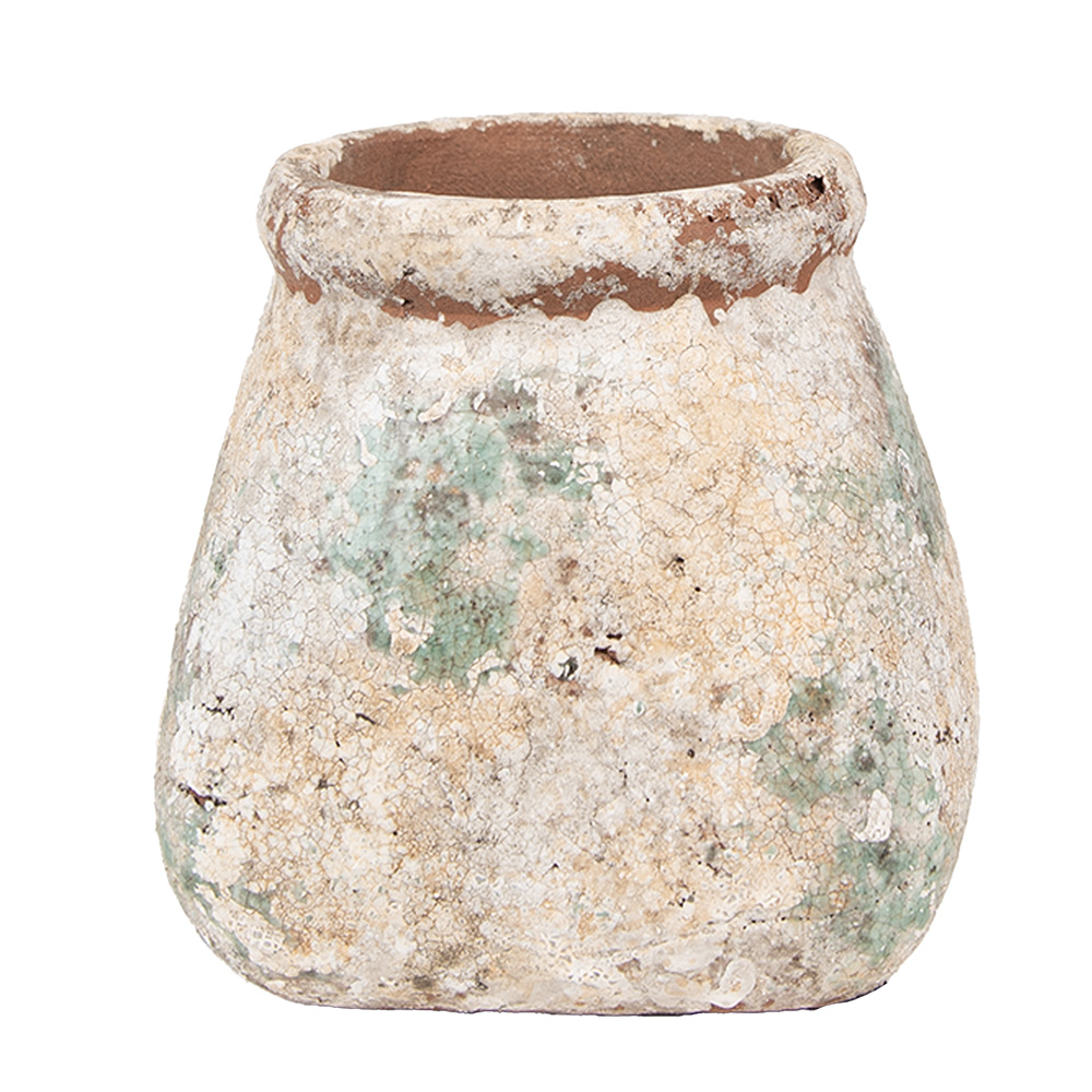 [6TE0532M] Flower Pot Inside Beige Grey 14x14x13 cm