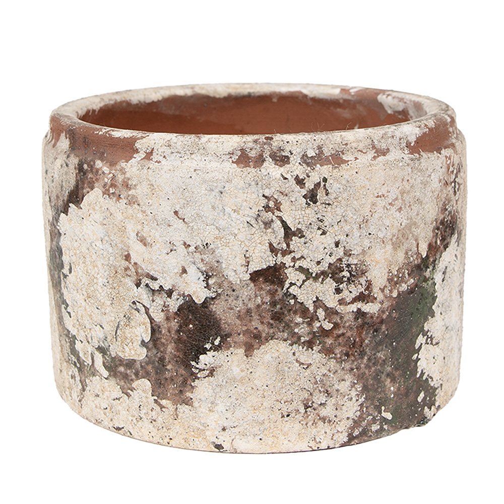 [6TE0539L] Pot de fleurs d`intérieur Beige Vert Ø 18x11 cm