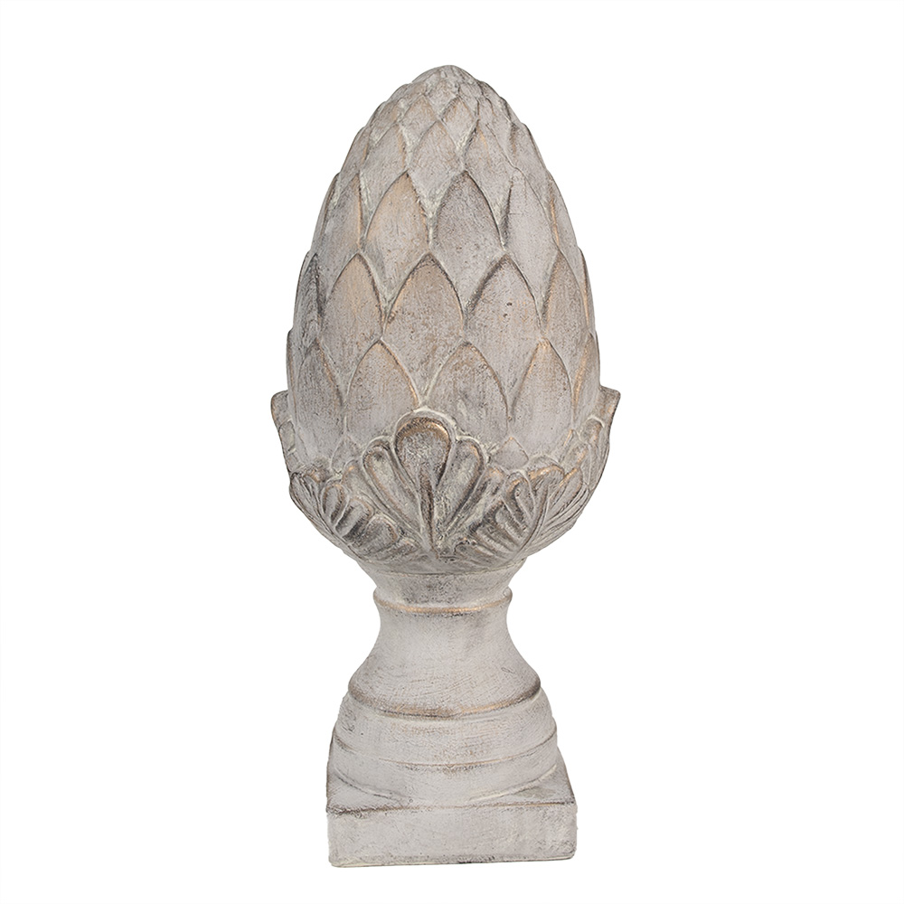 [6TE0545L] Statua Decorativa Pigna Grigio Ø 17x39 cm