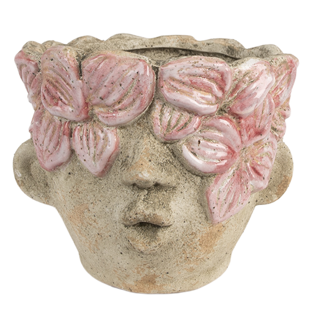[6TE0583] Pot de fleurs d`intérieur Beige Rose 19x18x15 cm