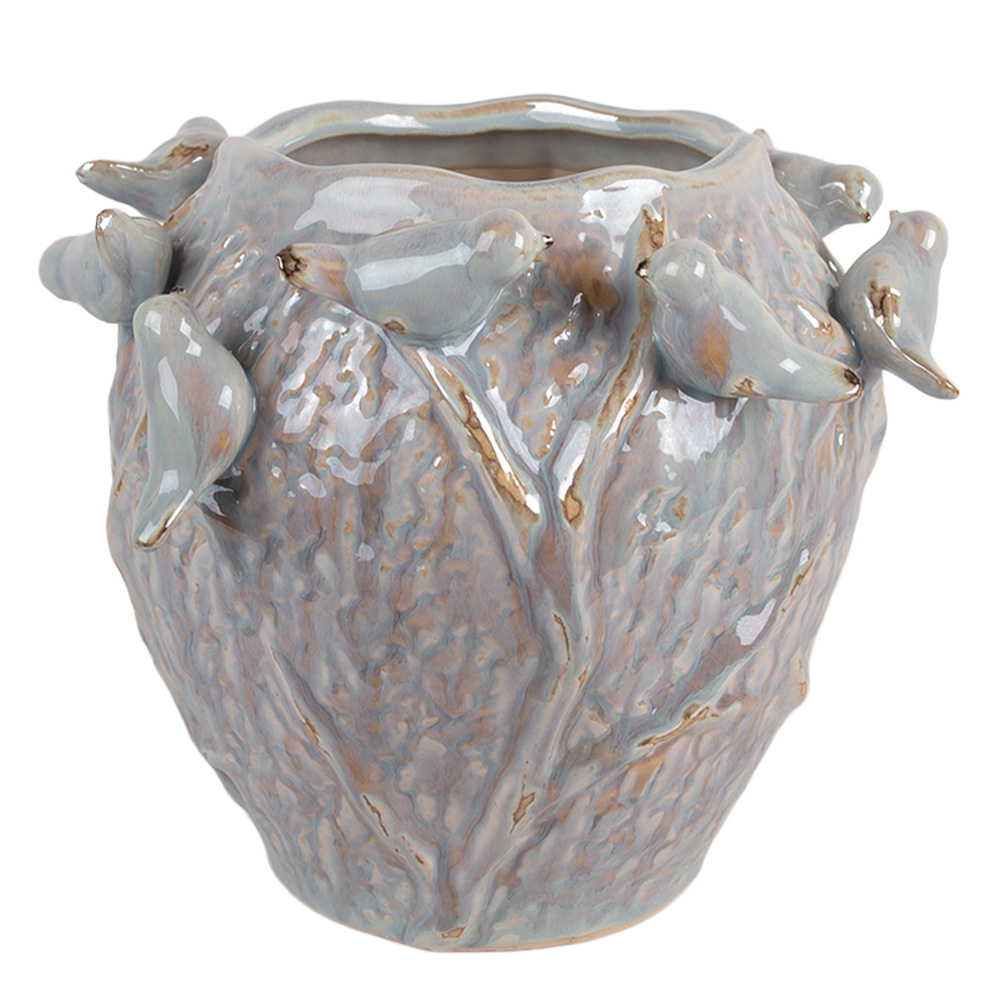 [6TE0586] Flower Pot Inside Blue Ø 25x20 cm