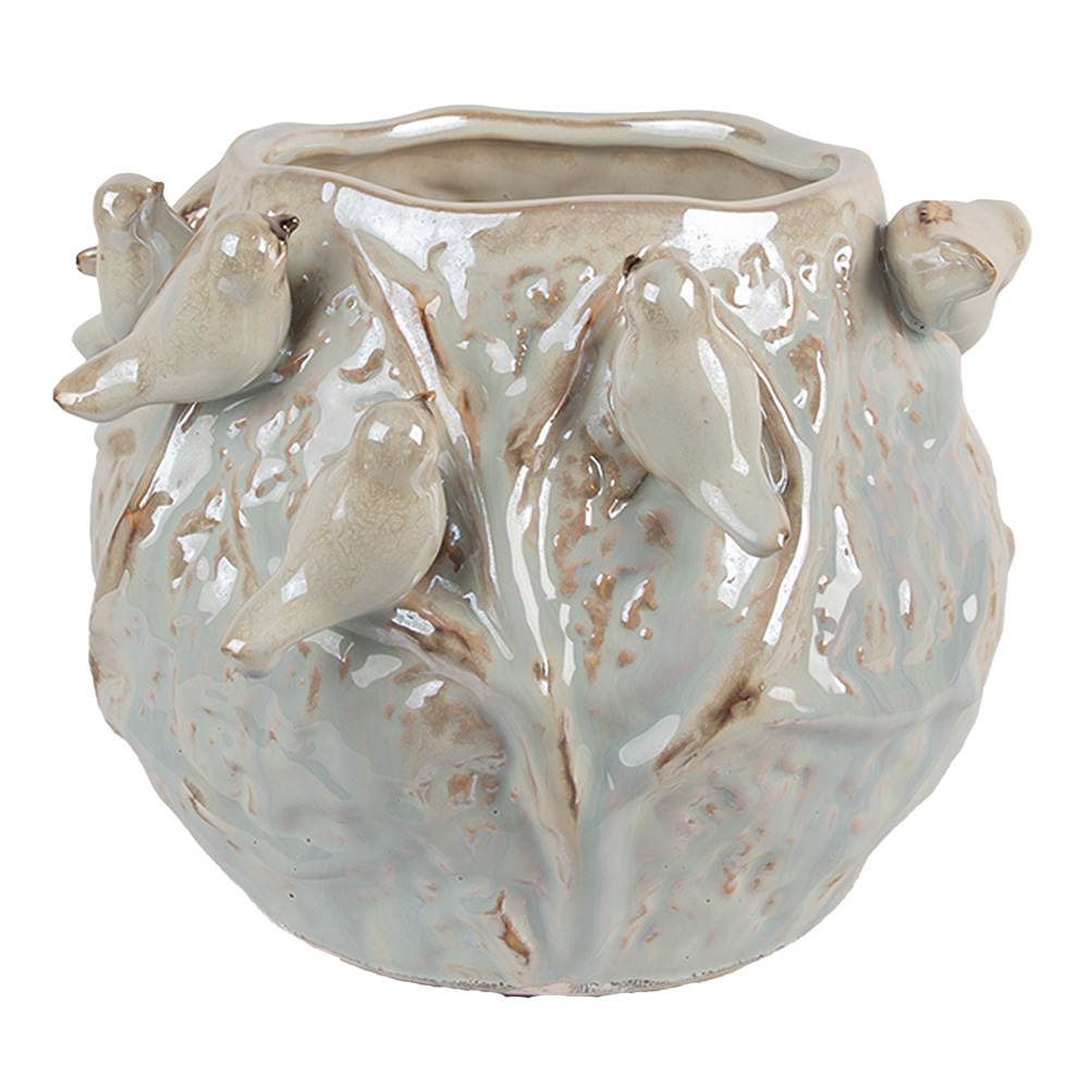 [6TE0587] Blumentopf für Innen Grün Grau 22x21x17 cm