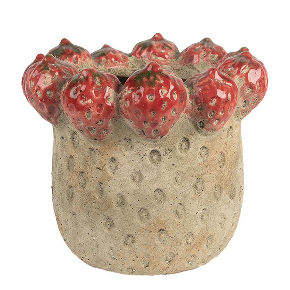 [6TE0588L] Pot de fleurs d`intérieur Beige Rouge Ø 19x16 cm